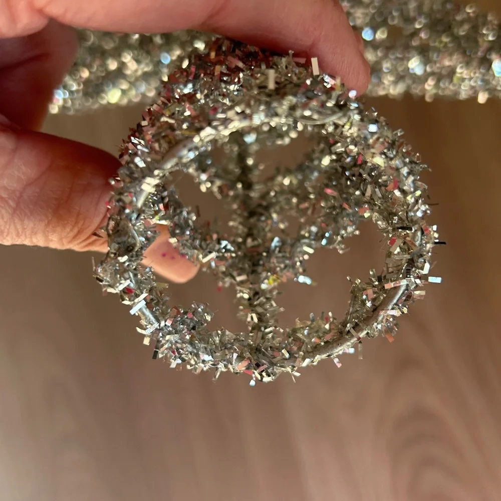 Christmas Tree Topper Silver Glitter Glam Star Holiday Decor Festive